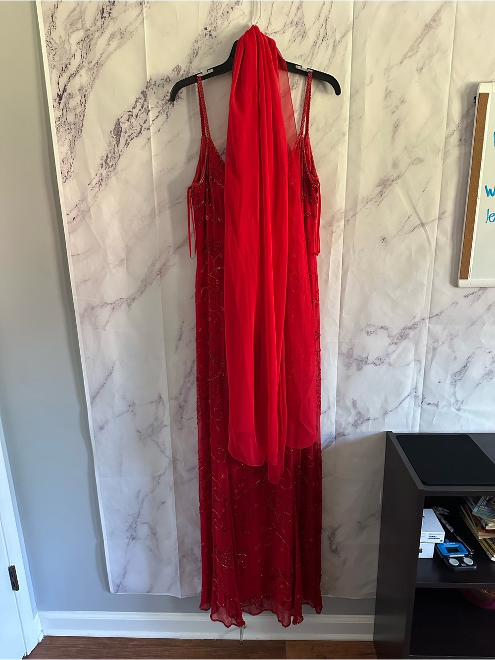VINTAGE 1999 ALYCE DESIGNS BEADED FORMAL DRESS RED WOMENS MEDIUM GREAT CONDITION - Picture 3 of 16